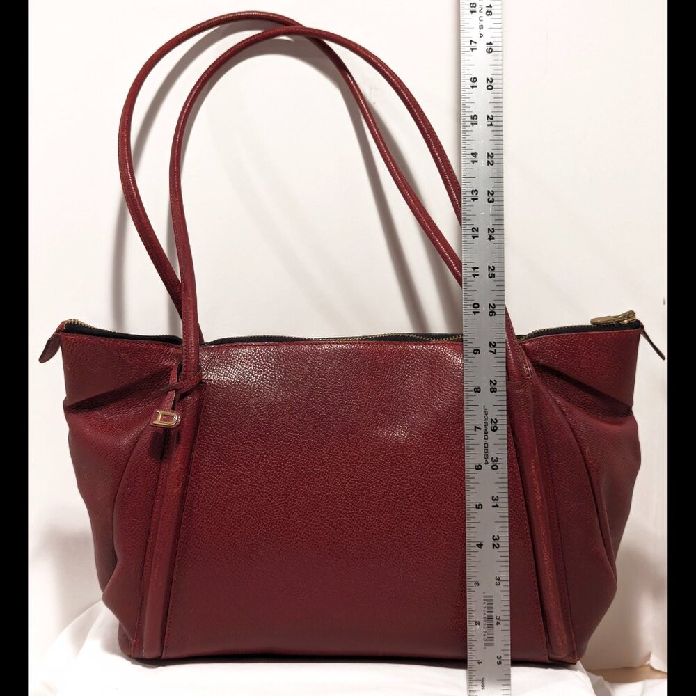 Amazing 1980s DELVAUX Burgundy Red Leather Large Dbl Handle Zip-Up Belgian Purse - Picture 4 of 10